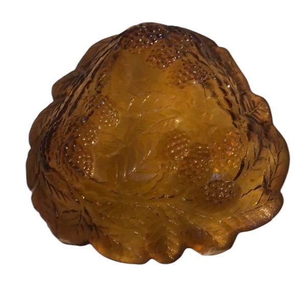 Vintage Triangular Amber Loganberry Glass Candy Dish - Picture 2 of 2